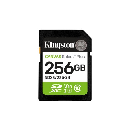 Kingston Technology 256 GB SDXC Canvas Select Plus Gen3 - High-Speed 150 MB/s C10 UHS-I U1 V10 - Perfect for Photography and 4K 